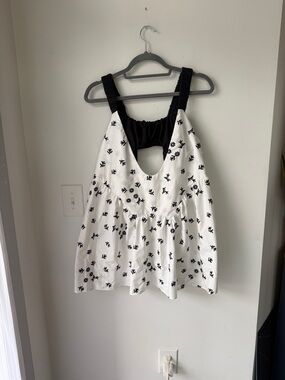 FP Movement by Free People White Mini Dress with Black Floral Print